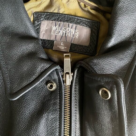 Wilson’s Leather Heavy Jacket Lined Black Mens Size Large - Picture 5 of 15